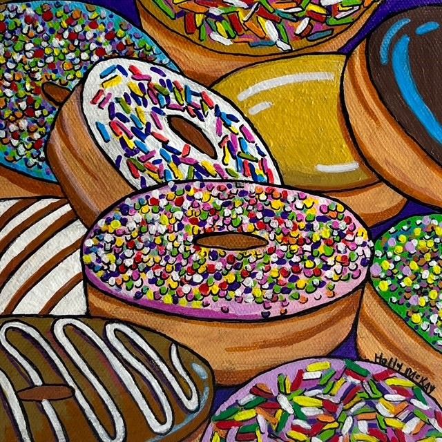 Holly McKay Saint John New Brunswick Canada Handworks Gallery Canadian Artist Acrylic Painting Pack of Donuts Doughnuts