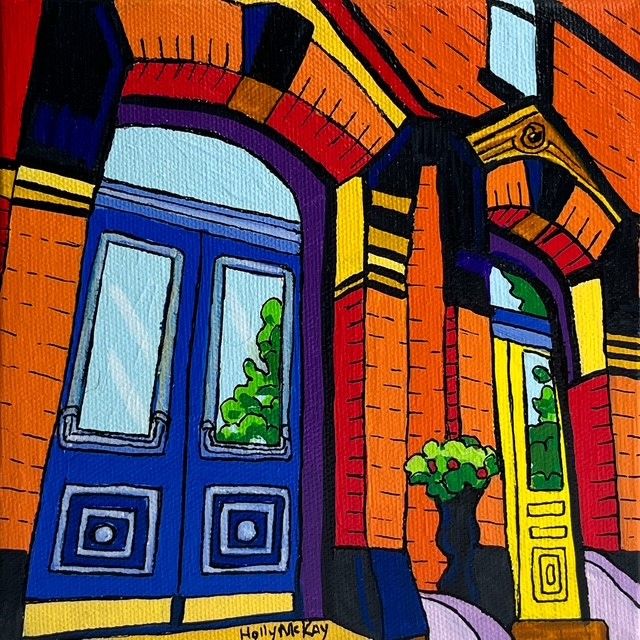 Holly McKay Saint John New Brunswick Canada Handworks Gallery Canadian Acrylic Painting Germain Street Doors Uptown Cityscape