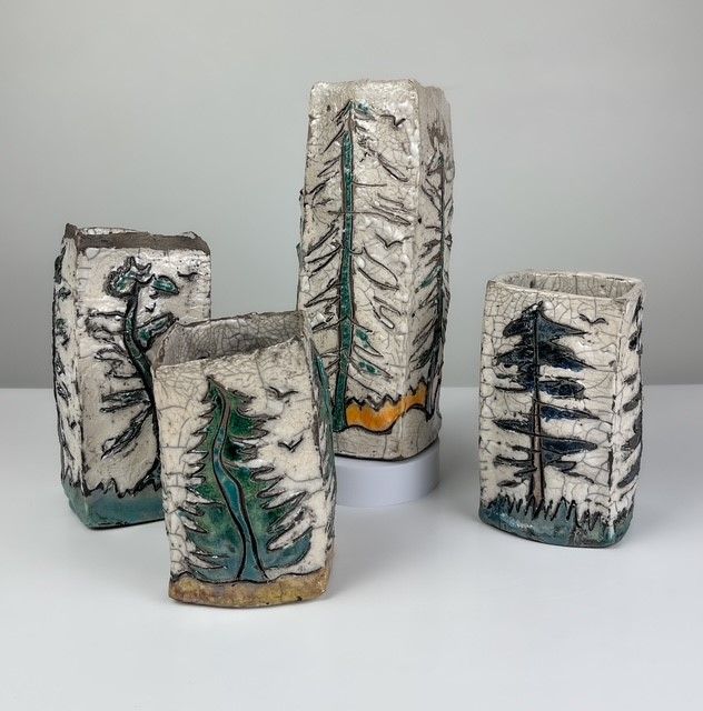 Extruded Raku Pottery Tree Vase