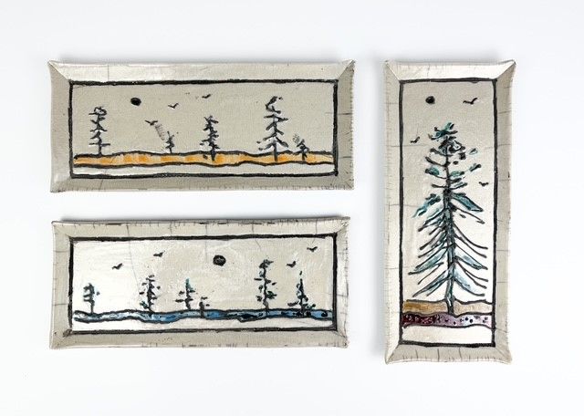 Raku Pottery Wall Plate 33x14cm