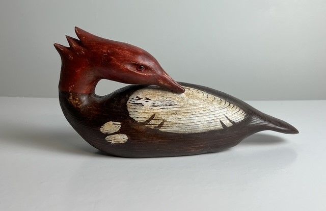 &quot;Merganser Decoy&quot; 12x5x6&quot; Wood Sculpture