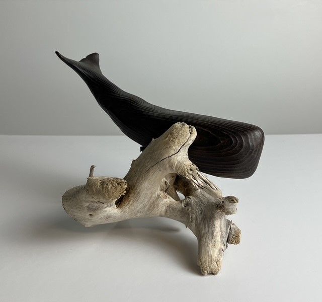 Whale on Driftwood Sculpture