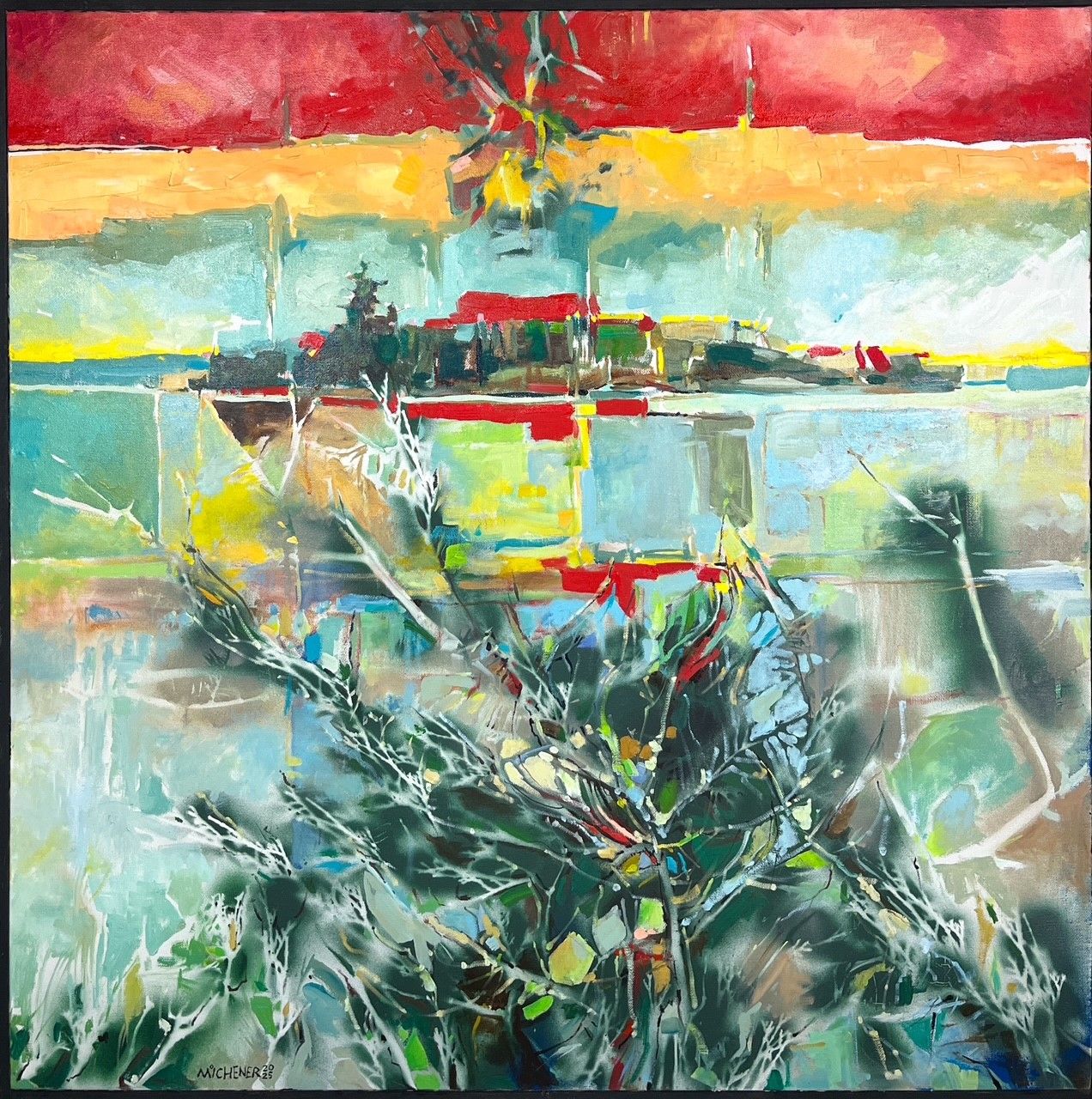 &quot;Plant Dance&quot; 37x37&quot; Oil Painting on Canvas