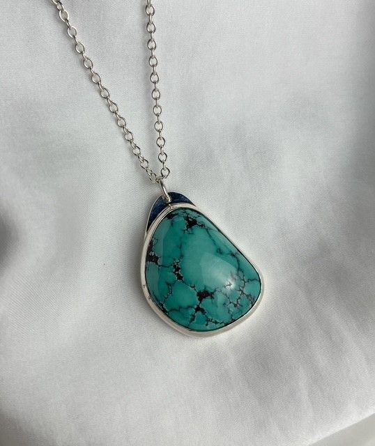 Pendant: Turquoise, Sterling Silver