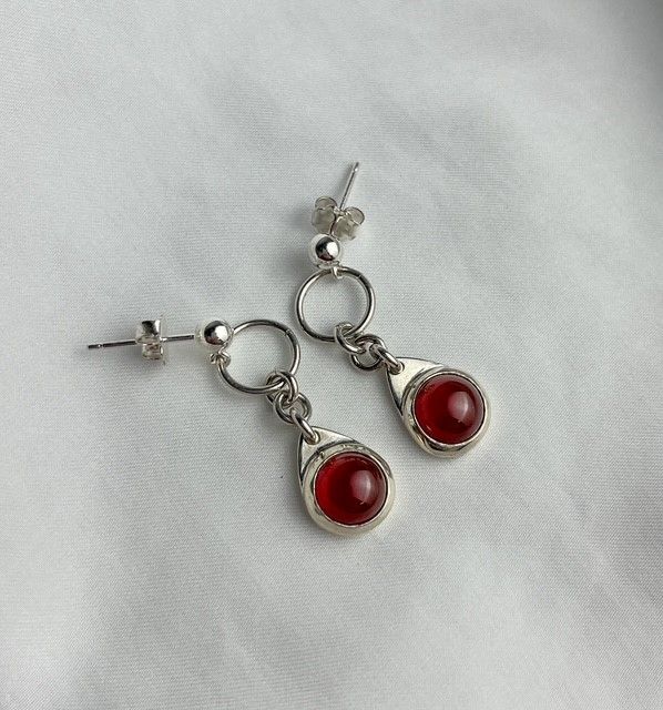 Earrings: Carnelian Ring Drop Studs