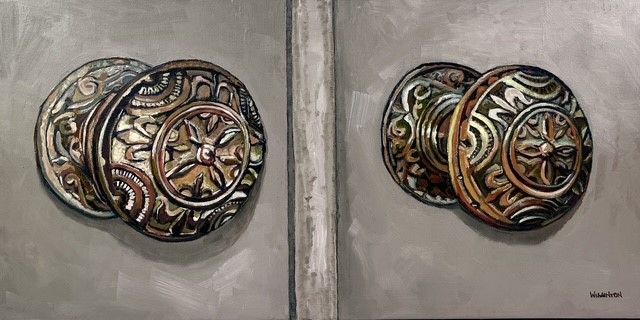 Lynn Wigginton Saint John New Brunswick Canada Handworks Gallery Canadian Artist Acrylic Oil Painting Antique Door Knobs