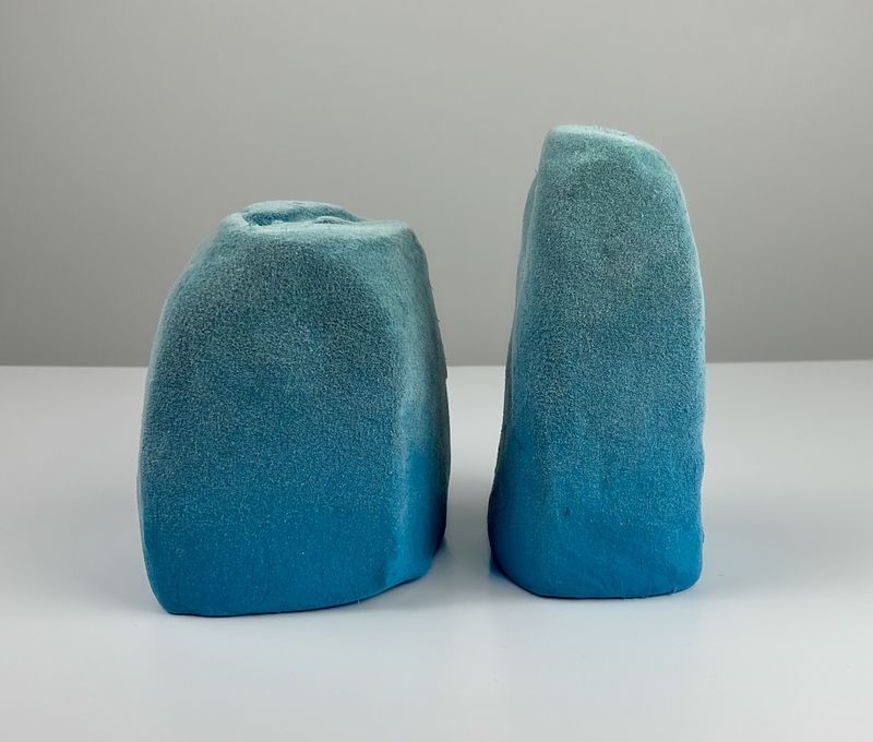 Darren Emenau MNO Saint John New Brunswick Canada Handworks Gallery Canadian Flocking Pottery Sculpture Iceberg Blue 2 piece