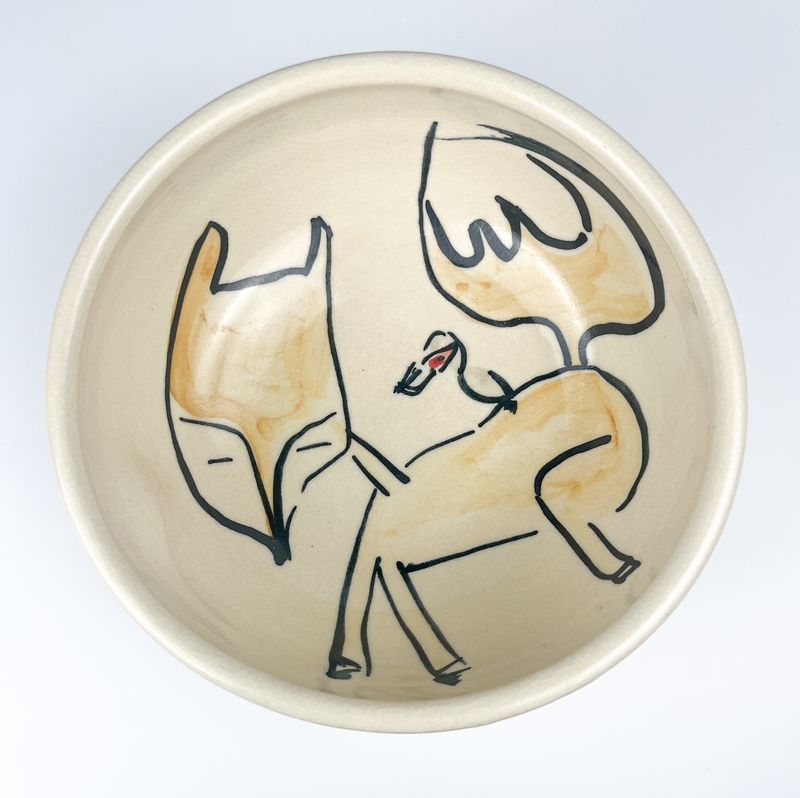 Darren Emenau MNO Saint John New Brunswick Canada Handworks Gallery Canadian Potter Whimsical Pottery Serving Bowl Fox