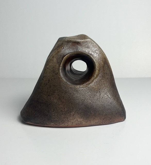 Wood Fired Pottery Rock Sculpture 6x6x8.5"