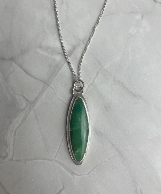 Aventurine Green Teal Marquise SS 18&quot; Pendant