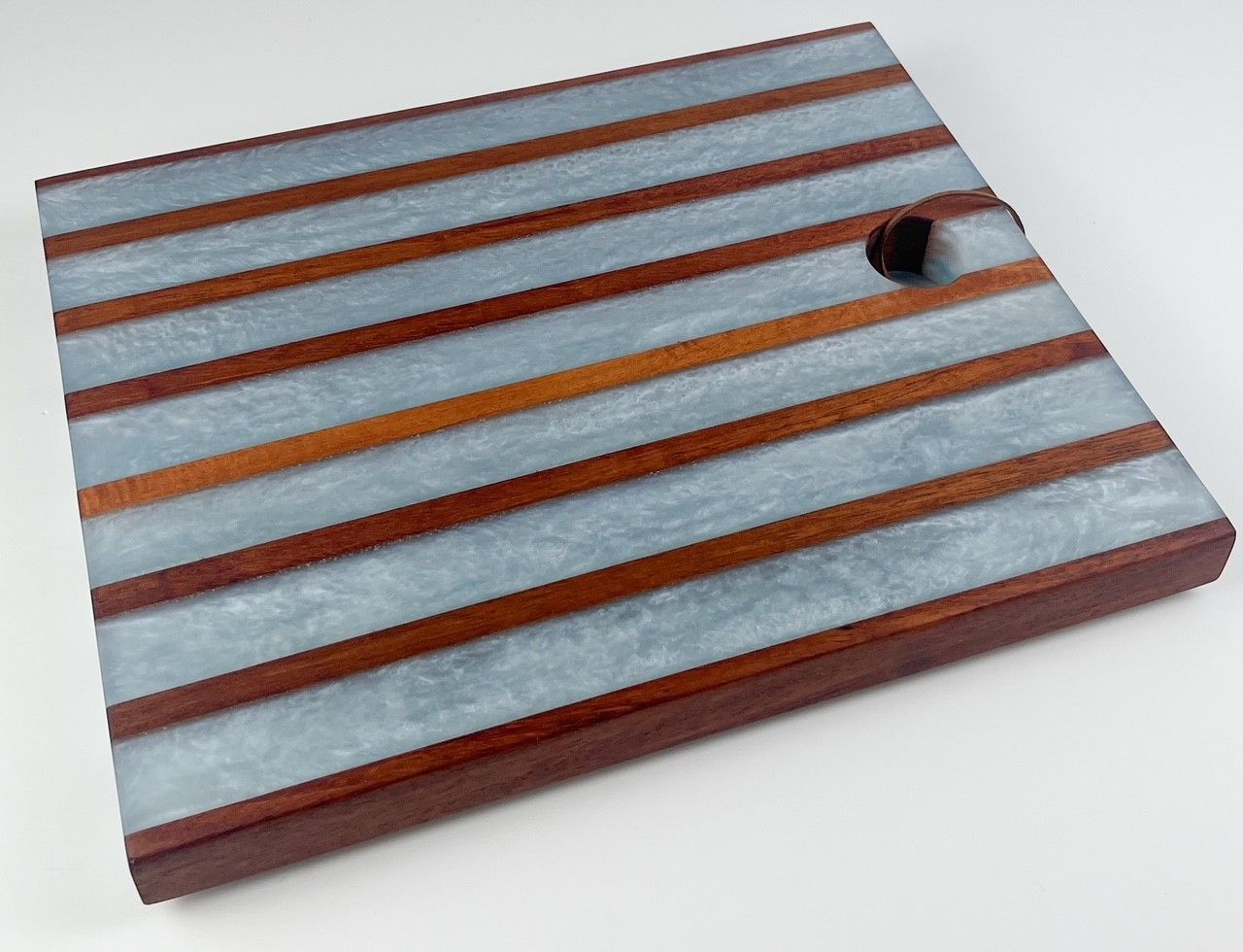 Ice Blue Epoxy &amp; Wood Charcuterie Board