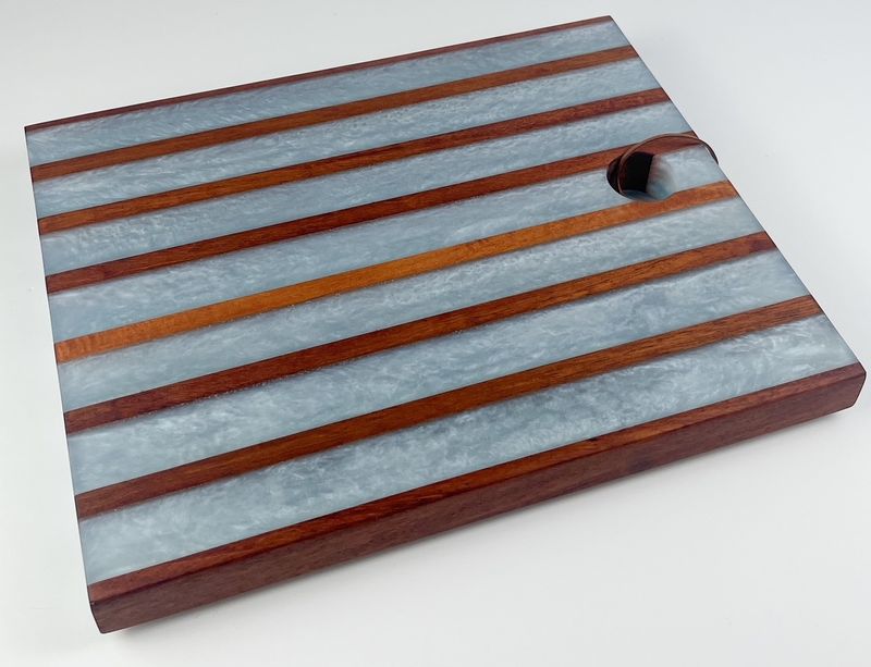 Ice Blue Epoxy & Wood Charcuterie Board