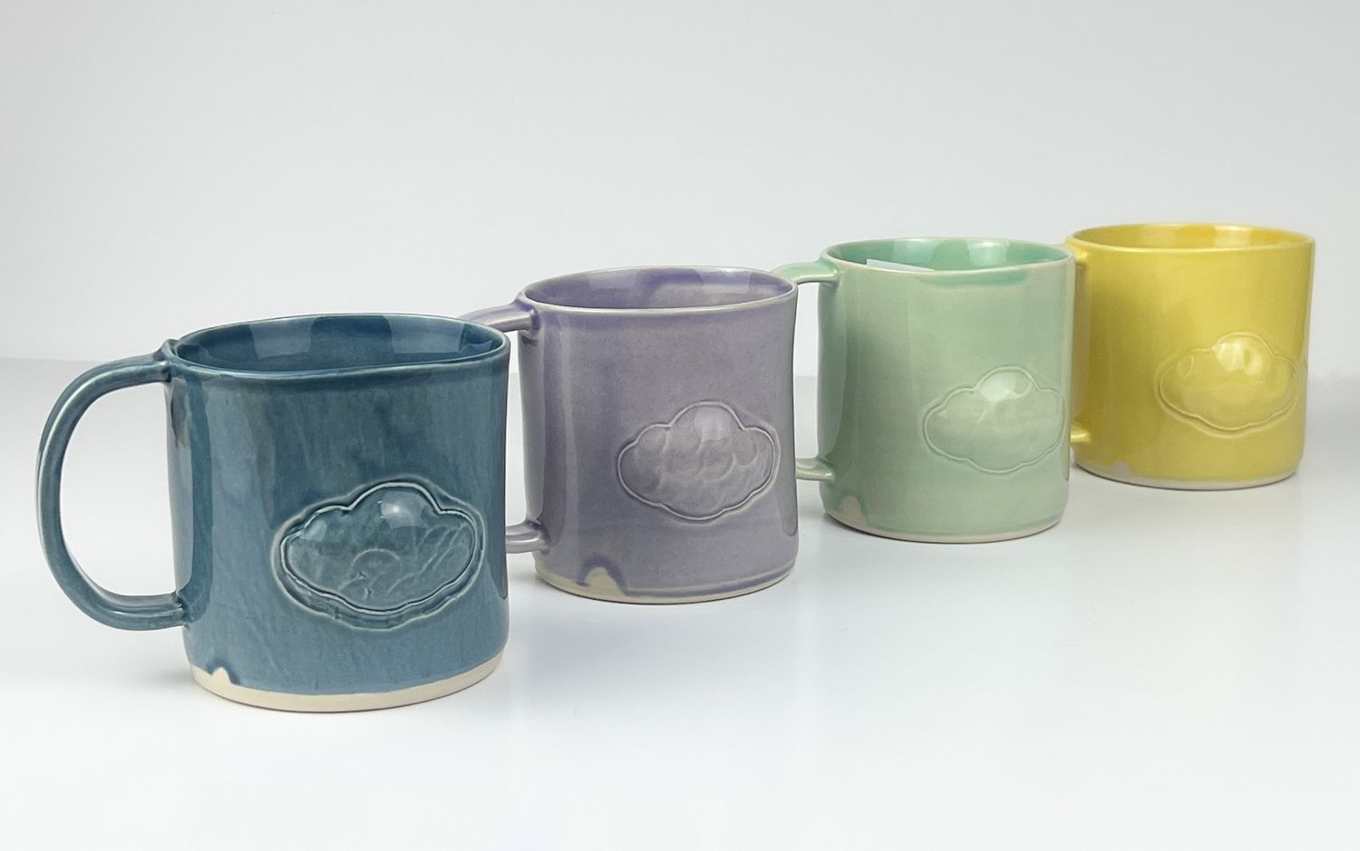 Colorful Cloud Diner Handbuilt Pottery Mug White Clay Medium