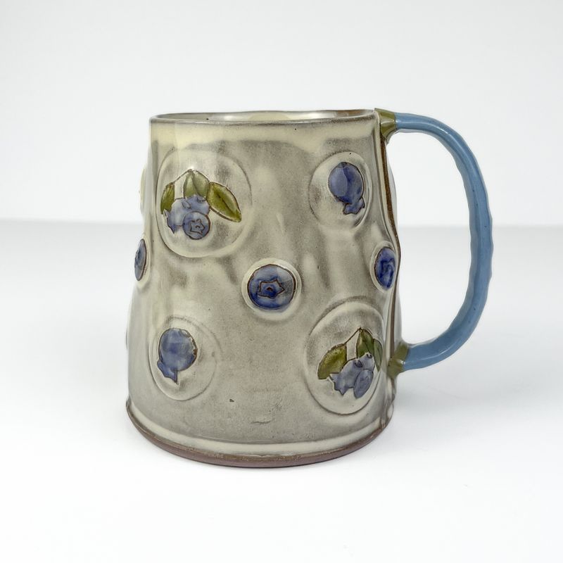 Handbuilt Blueberry Mug, Red Clay Handbuilt Blueberry Mug, Red Clay