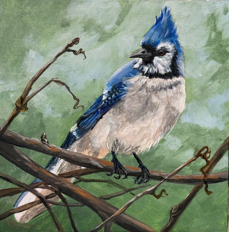 "Regal in Blue" 6x6" Acrylic Painting