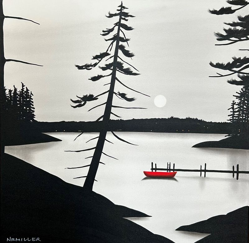 "Pier and Simple" 30x30" Acrylic & Charcoal on Canvas