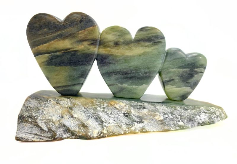 "3 Times the Love" Soapstone Sculpture 5x10x4"