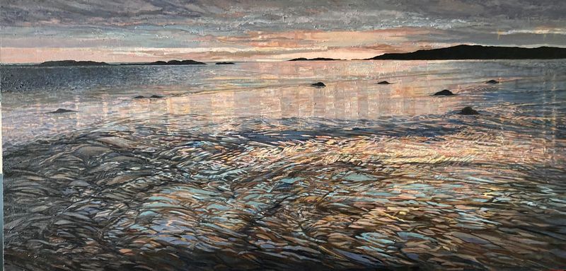 "Dusk Low at Bayshore Beach" 24x48" Oil & Acrylic