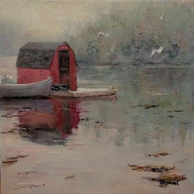 "Misty Morning Reflection" 12x12" Oil on Canvas