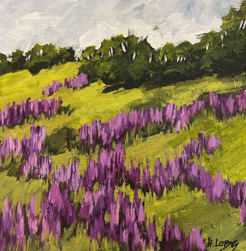 "Lupin Time" 10x10" Acrylic Painting on Canvas