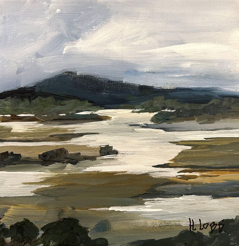 "Rain Over Hampton Marsh" 10x10" Acrylic Painting on Canvas