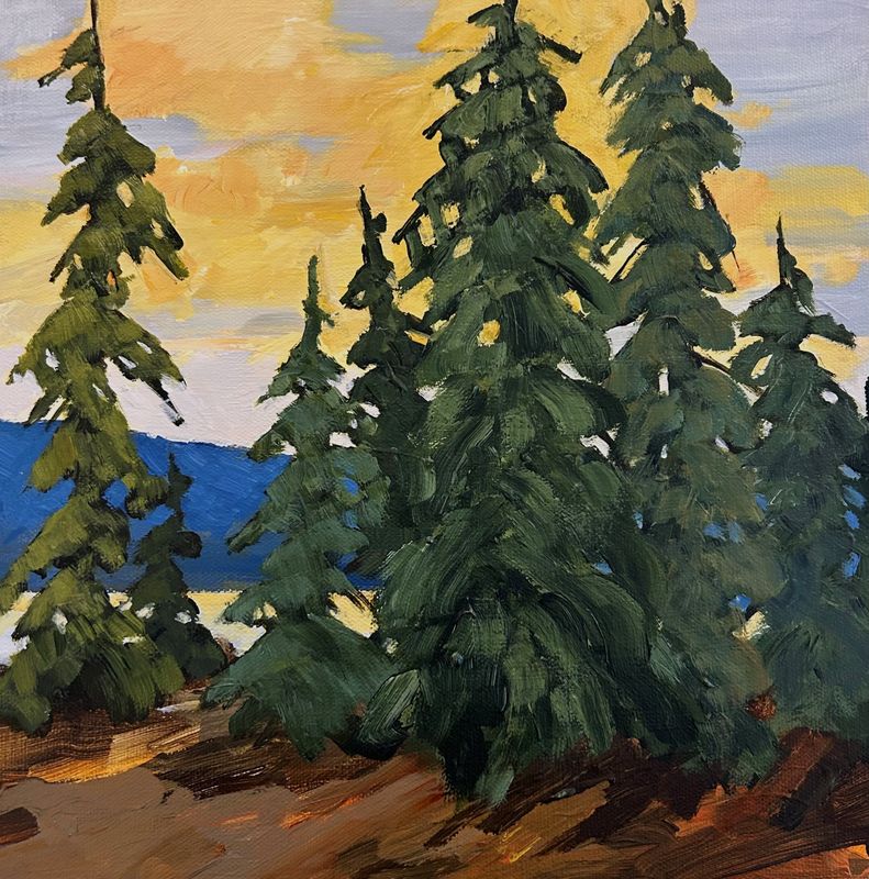 "Sunset at Lakeside" 12x12"  Acrylic Painting on Canvas