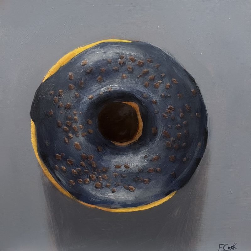 "Round and Round we Go" (Blueberry) 8x8" Acrylic Painting