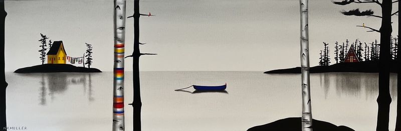 "Pursuing Peace" 12x36" Acrylic & Charcoal Painting on Canvas