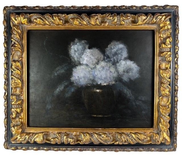 "Hydrangeas" 20.25x24.25" oil on masonite Canvas Framed