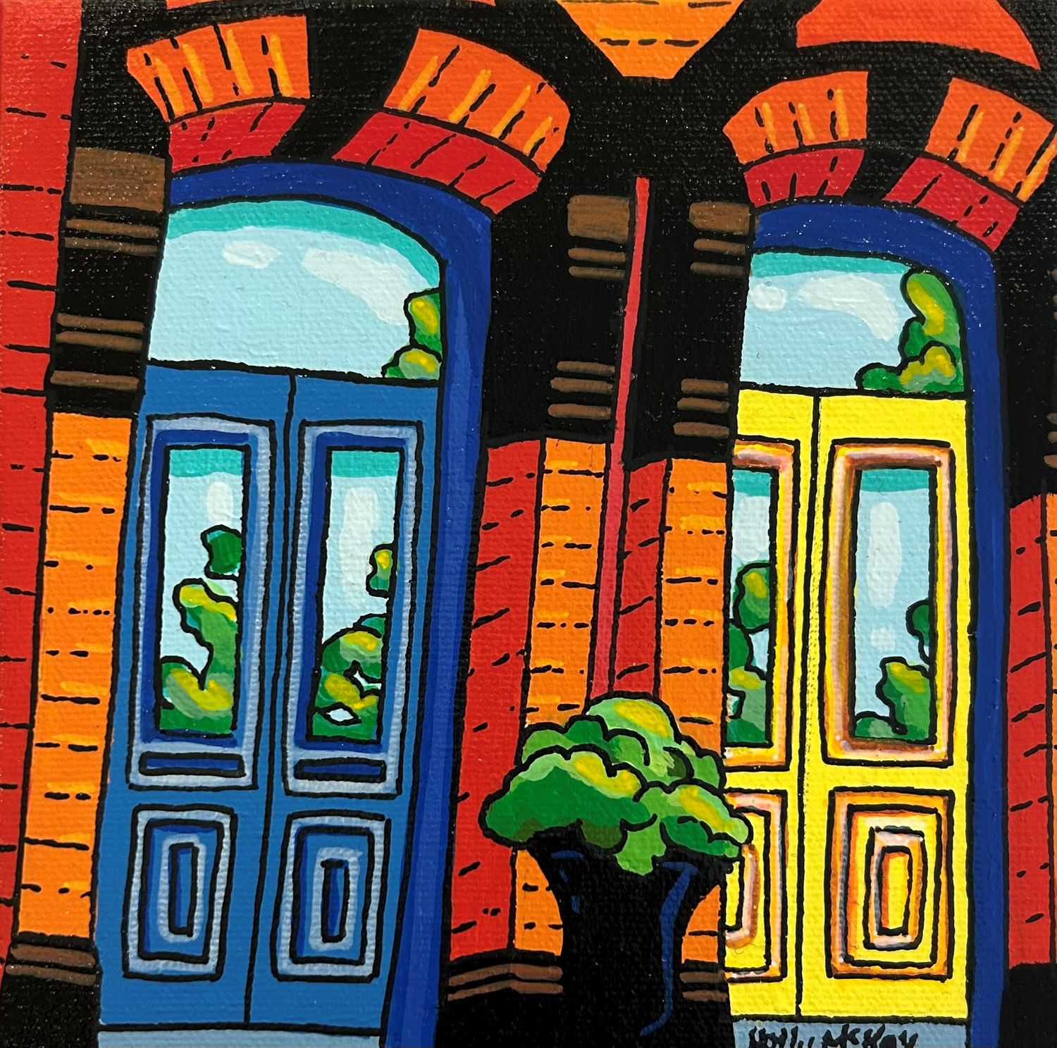 "Germain Street Doors" 6x6" Acrylic on Canvas
