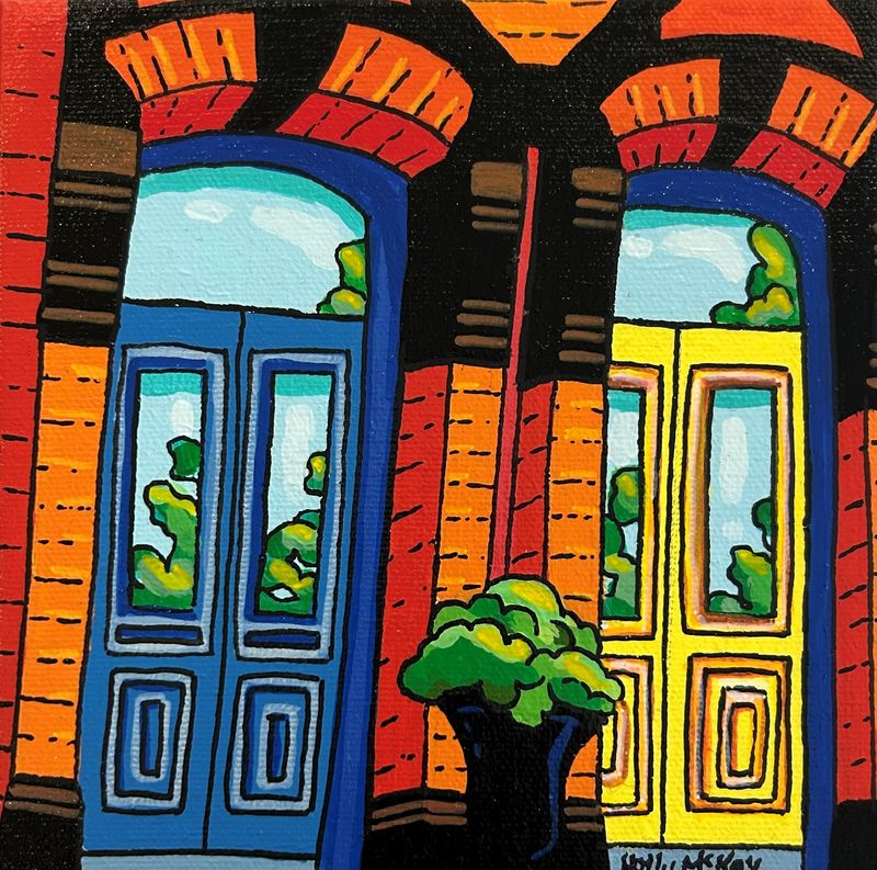 "Germain Street Doors" 6x6" Acrylic on Canvas