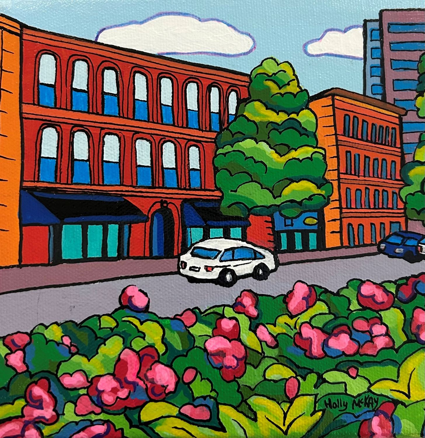 "Flowers on Germain Street" 6x6" Acrylic on Canvas