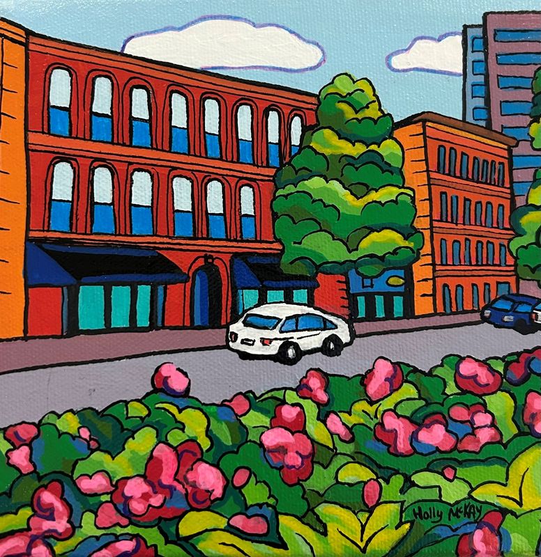 "Flowers on Germain Street" 6x6" Acrylic on Canvas