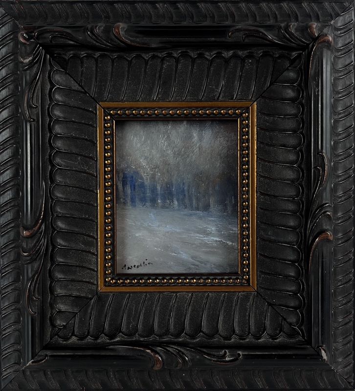 "Calm Before the Storm" 2.25x2.75" Oil Framed 7.15x6.25"