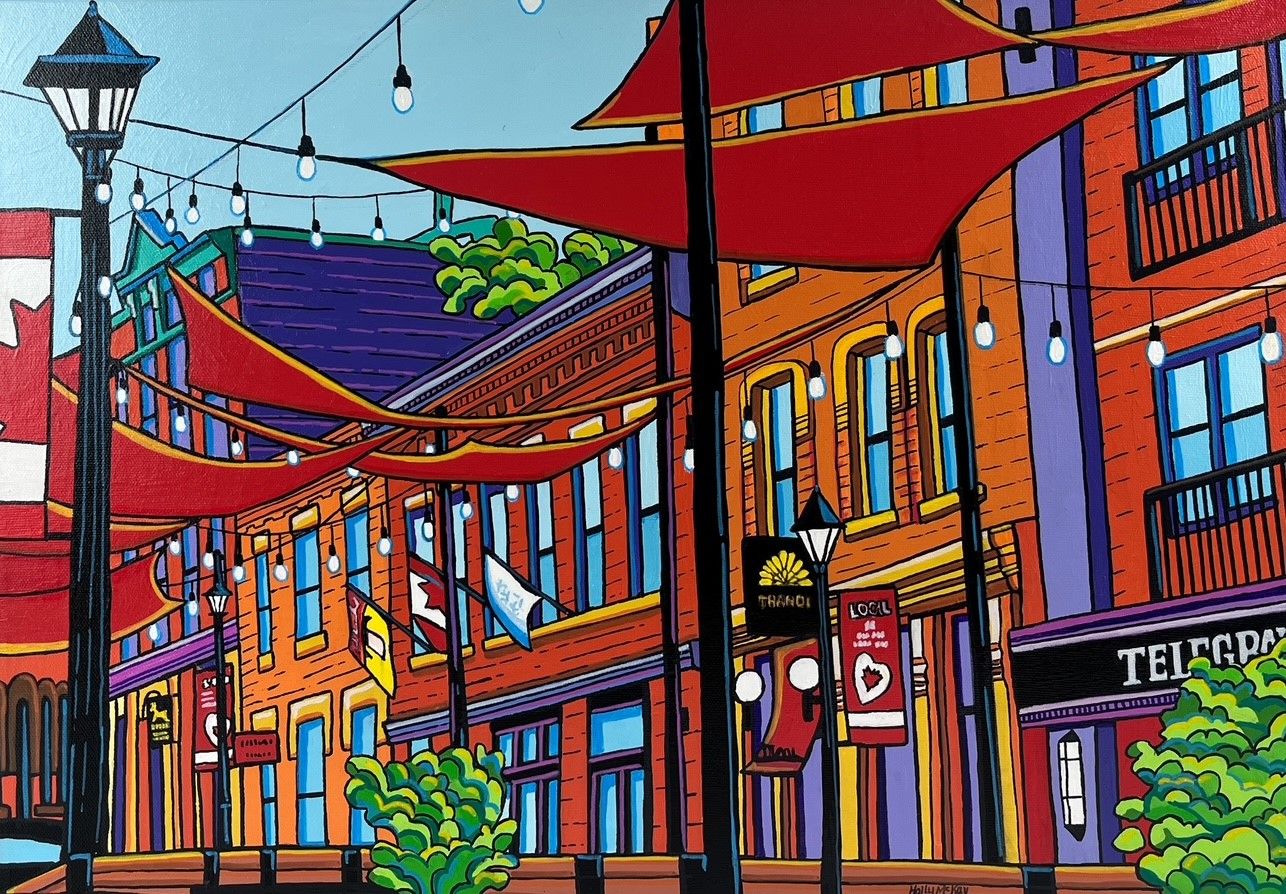 "Summer Celebrations on Canterbury Street" 14x20" Acrylic Painting