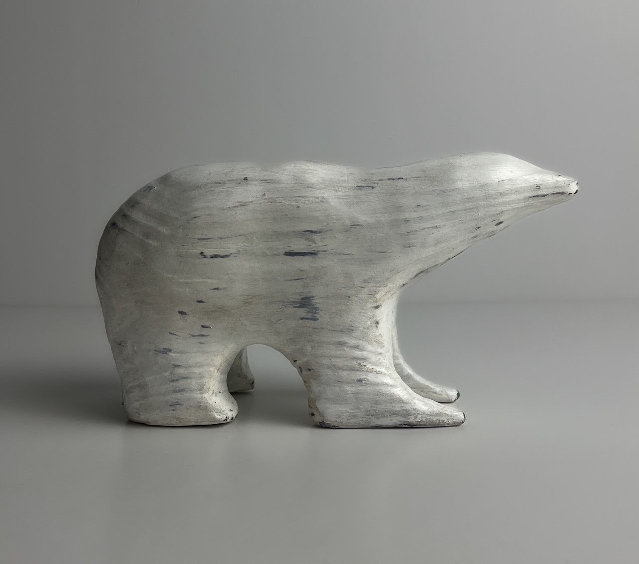 Polar Bear Wooden Sculpture 8x4x6"