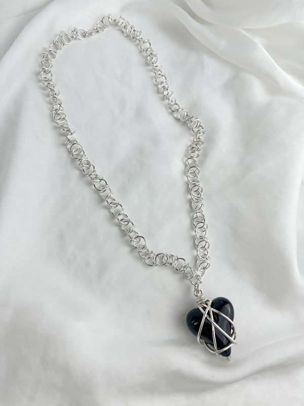 Black Hearted  Collection Glass Bead, SS