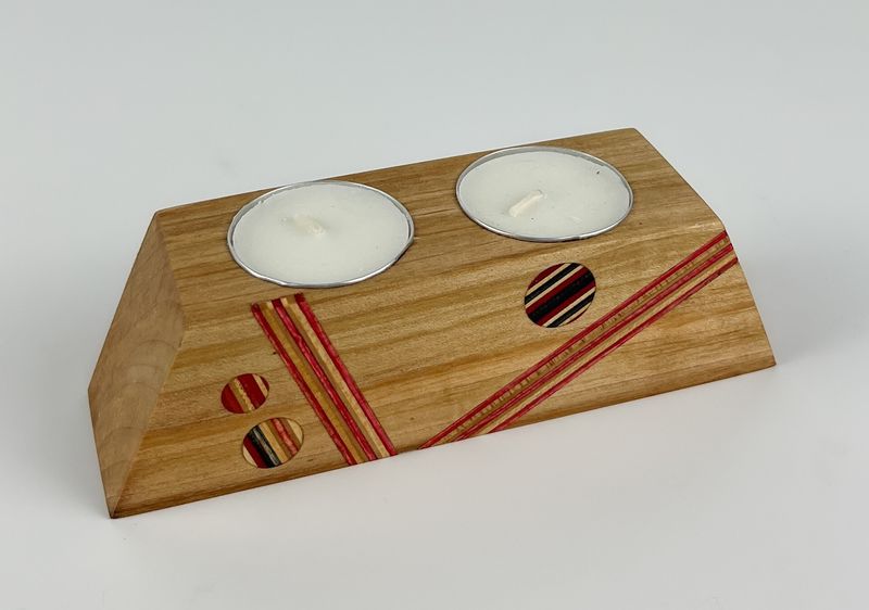 Candle Holder with Repurposed Skateboard