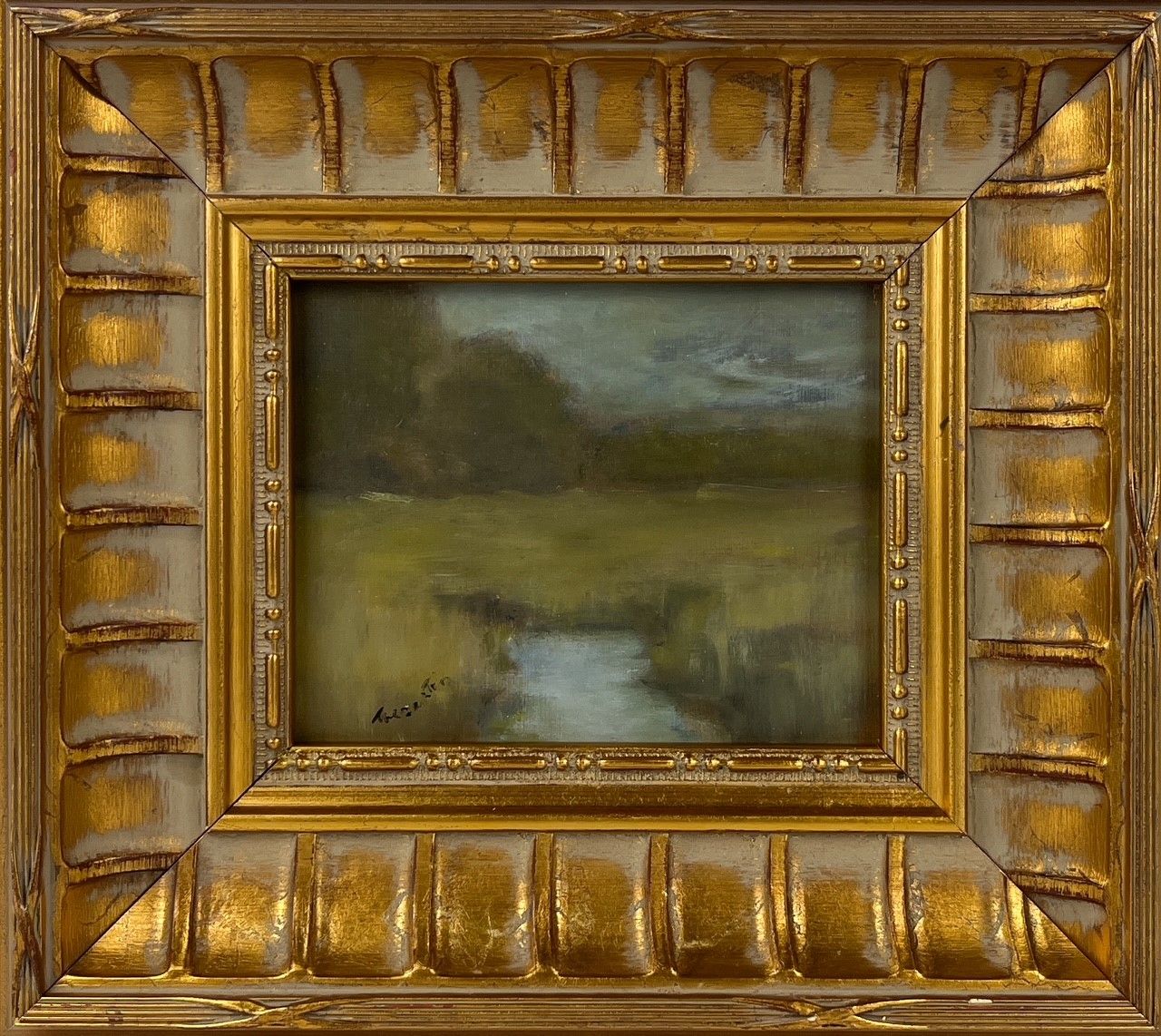 "Belleisle Inlet " 4x5" Framed 7.75x8.75" Oil on Masonite