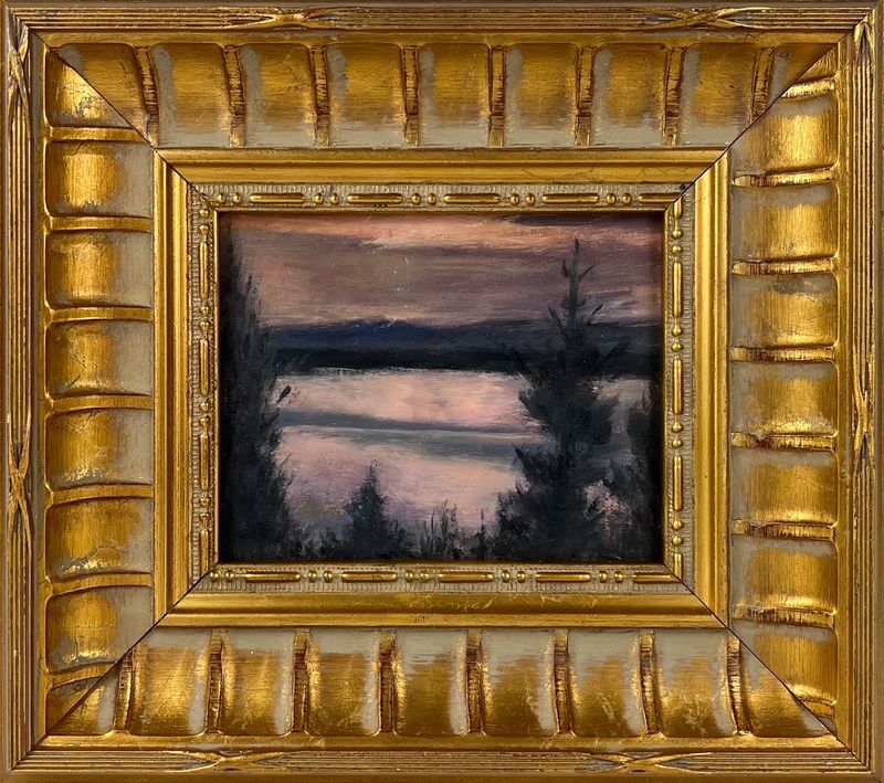 "Kennebecasis Sunset" 4x5" Framed 7.75x8.75" Oil on Masonite