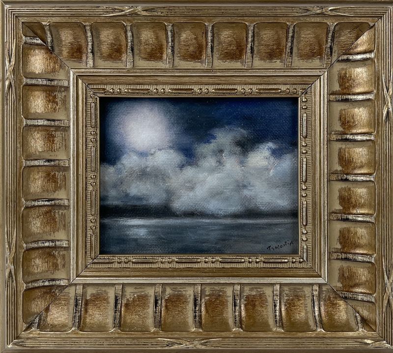 "Land Fog" 4x5" Framed 7.75x8.75" Oil on Masonite
