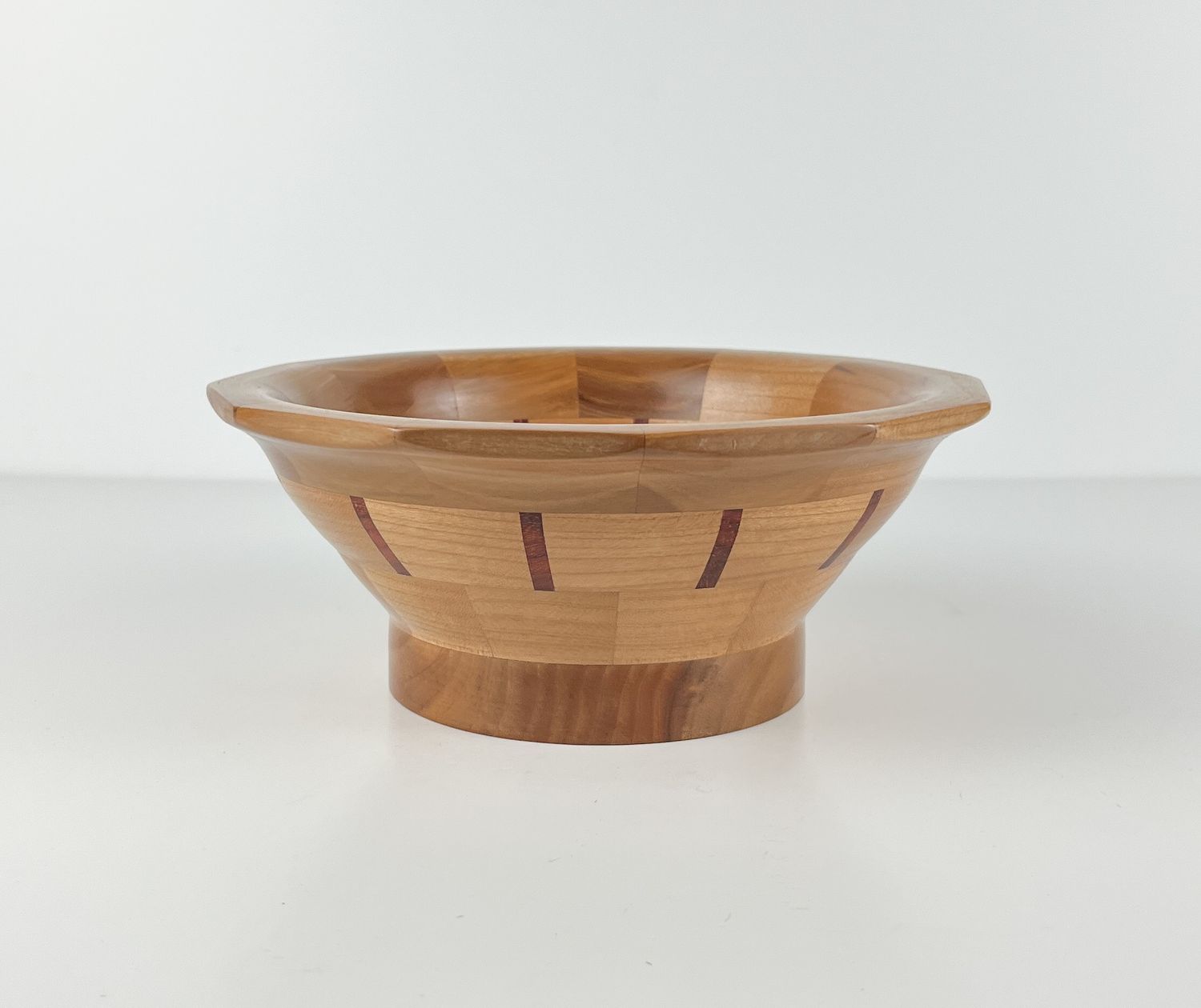 7.5" Apple Wood with Padauk Inserts Wood Bowl