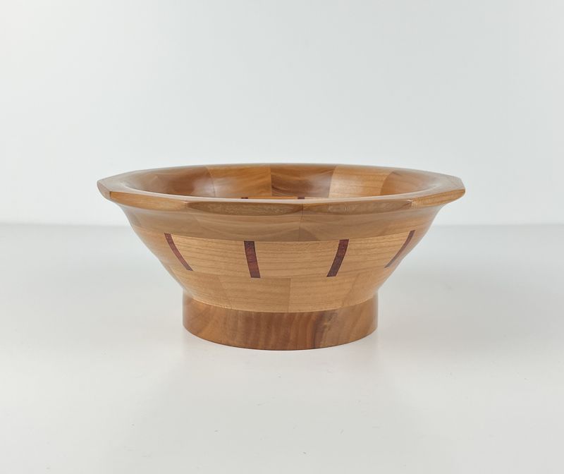 7.5" Apple Wood with Padauk Inserts Wood Bowl