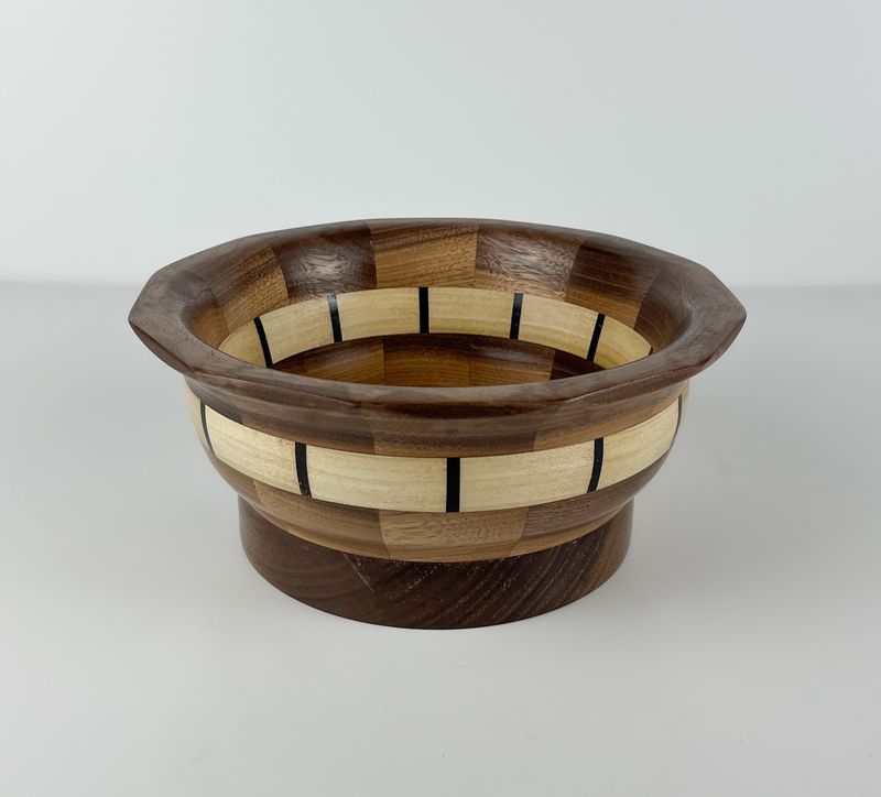 7.5" Walnut with Maple Ring Wood Bowl
