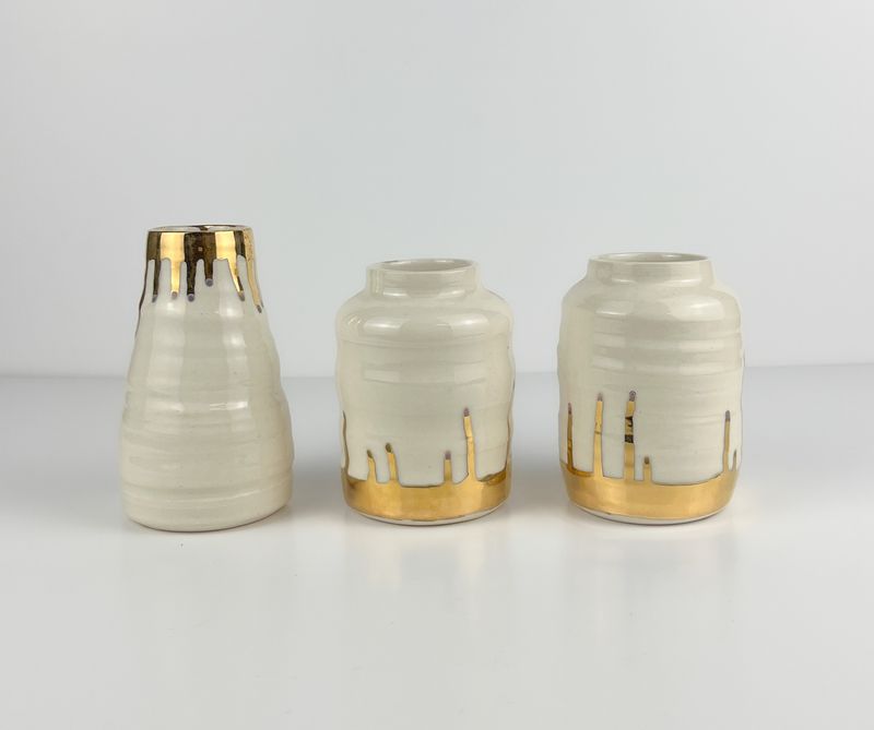 White and Gold Bud Vase Collection
