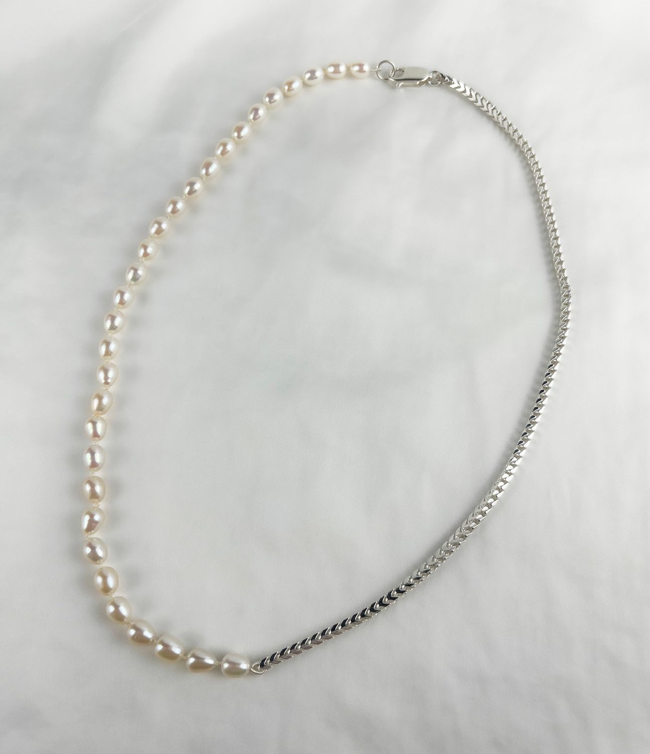 Pearl and Sterling Silver Chain Necklace