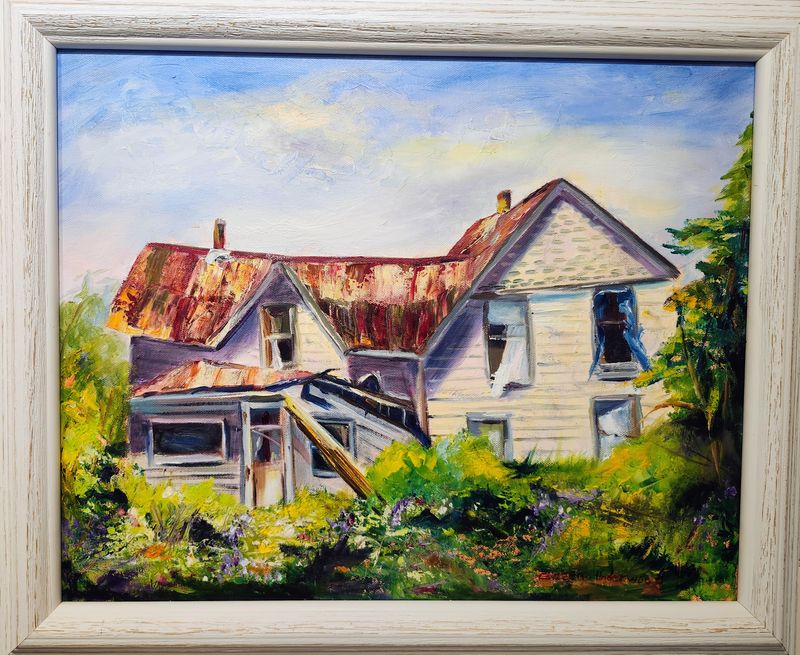 "No Longer Occupied" Oil Painting Framed 16x20"