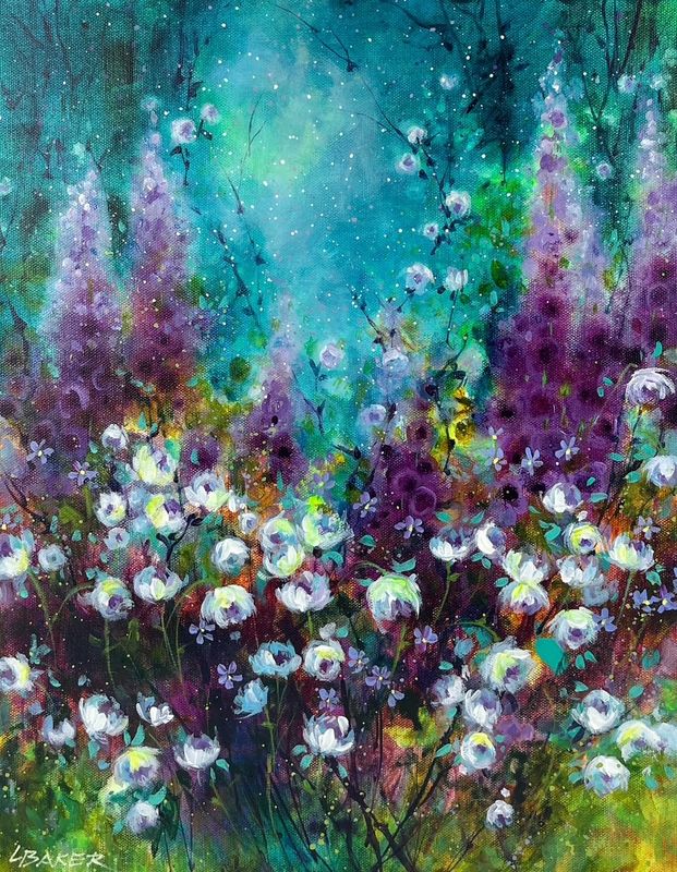 "Rose Hedge" 14x18" Acrylic Painting on Canvas