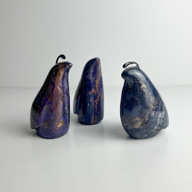 Family of Quails (Set of 3) Composite Soapstone Sculpture 3.75"