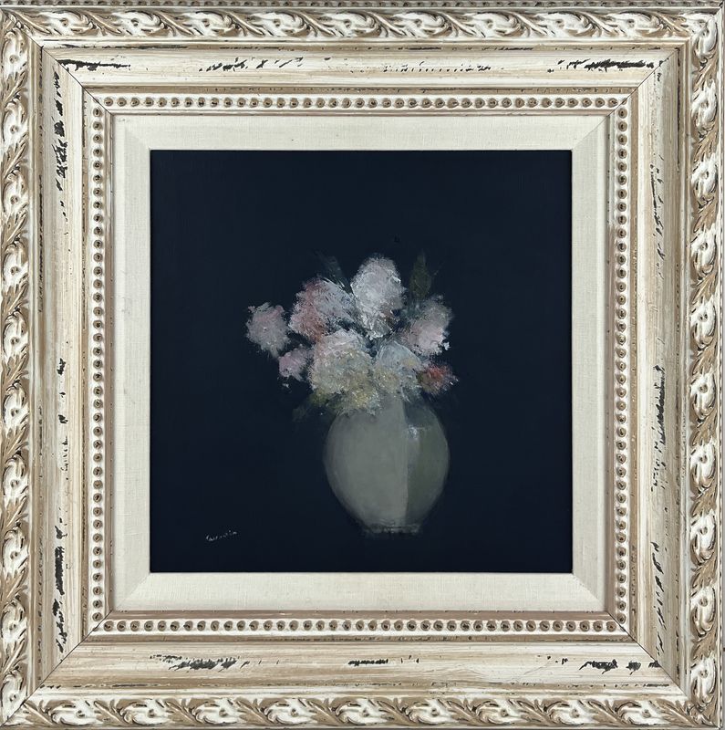 "Flowers in Porcelain Vase" 12x12" Framed 19.62x19.62"